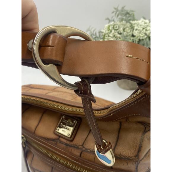 Dooney & Bourke Authenticated Cognac Croc Embossed Hobo Bayou vintage Handbag - Picture 2 of 11